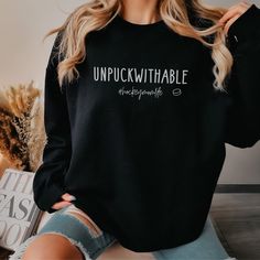 "At this time, we do not offer gift messaging, wrapping or notes, please send a separate card to your recipient if you are directly shipping a package. If you want an oversized look, we recommend sizing up 1-2 sizes. GILDAN 18000 - Unisex heavy blend crew neck sweatshirt - Pre-Shrunk 50% Cotton/50% Polyester made with softer air-jet spun yarn - Size chart can be found on listing photos - Unisex fit, runs true to size - Colors may vary slightly due to your monitor settings PRINTING TECHNIQUE -DTG or Direct-to-garment is a printing method that sprays the ink onto the garment. The ink then soaks into the fibers of the garment. It's like printing on paper, but on clothing. This technique makes the design last longer and does not \"sit on top\" of the garment. This is NOT the same as vinyl or d Long Sleeve Sweatshirt With Lettering As Gift, Inspirational Crew Neck Top As Gift, Long Sleeve T-shirt With Text Print For Gift, Text Print Long Sleeve T-shirt For Gifts, Inspirational Letter Print Top As Gift, Crew Neck Slogan Sweatshirt As Gift, Hockey Swag, Funny Hockey, Hockey Sweatshirts