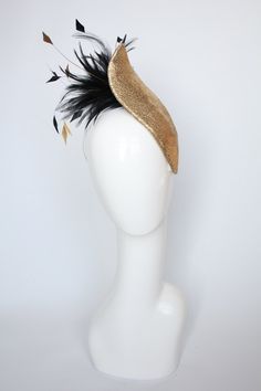 Gold Fascinator/ Cocktail Hat/ Headpiece With Feather Spray. | Etsy Gold Fascinator, Mad Hat, Melbourne Cup, Kentucky Derby Hats, Feather Fascinators, Cocktail Hat, Gold Feathers, Millinery Hats, Hat Ideas