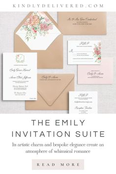 The Emily Suite presents a symphony of elegance and artistic charm, designed for those who cherish the whimsical side of romance. The Emily invitation is a testament to natural beauty, inviting guests into a world where love blooms amidst enchanting floral and organic motifs. Perfect for couples seeking to infuse their special day with a sense of wonder and natural elegance. Semi Custom Wedding Invitations, Unique Wedding Colors, Hygge Design, Spring Wedding Color Palette, Affordable Wedding Invitations, Spring Wedding Colors, Custom Wedding Stationery, Green Theme