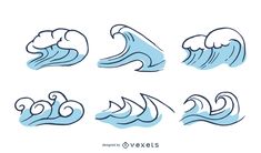 different types of waves in blue and white