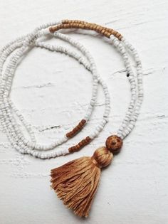 The peach skin Mala Necklace, Seed Bead Necklace, Mala Beads, Bead Necklace, Seed Bead