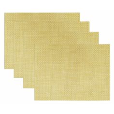 four pieces of yellow paper on a white background