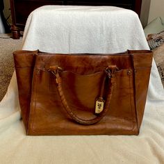 Beautiful Leather Frye Purse - Zips Close And Has Attachable Crossbody Strap. Minor Wear And Tear + Ink Stain On The Inside (Shown In Photos) But Doesn’t Show On Outside. Brown Leather Bags With Open Weave, Frye Bags Handbags, Distressed Brown Oiled Leather Bag With Waxed Finish, Frye Purse, Cognac Leather-lined Crossbody Bag, Frye Bags, Ink Stain, Carry On, Bag Lady