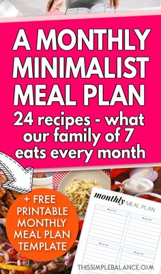 an image of a meal planner with the text, a month - by - month meal plan