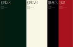 the color scheme for black red, white and green is shown in three different colors