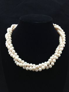 Genuine Pearl Necklace, AA Grade, Twisted Triple strand Pearl Necklace AA Grade Pearl Necklace, Genuine Pearl Necklace, Wedding Necklace Triple Strand Pearl necklace made with AA grade freshwater pearl measuring 6.5mm - 7mm. Each strand is approximately 18 inches. The length can be shortene... Twisted Necklace, Genuine Pearl Necklace, Pearl Cufflinks, Pearl Necklace Wedding, Long Pearl Necklaces, White Jewelry Box, Handmade Jewel, Round Necklace, Bridal Jewellery Indian