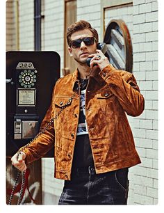 Check out this men's real leather jacket made from genuine pigskin leather denim jacket coat. The turn-down collar, single-breasted and vibrant, appealing solid pattern and brown color give your personality an attractive look. The vintage decoration appears chic and is perfect for an outing look. Make a jaw-dropping impression now.

Specifications
Brand Name: GeraldBlack
Material: Pigskin
Collar: Turn-down Collar
Detachable Part: NONE
Clothing Length: long
Lining Material: Polyester
Hooded: No
M Brown Leather Jacket With Lapel Collar For Fall, Brown Single Breasted Leather Jacket With Collar, Brown Single Breasted Collared Leather Jacket, Brown Single-breasted Collared Leather Jacket, Brown Collared Leather Jacket For Spring, Spring Brown Single Breasted Leather Jacket, Spring Single-breasted Brown Leather Jacket, Spring Brown Single-breasted Leather Jacket, Collar Detachable