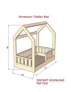 a wooden bed frame with measurements for the top and bottom sides, including the platform