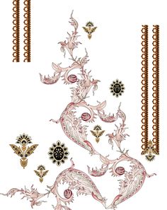 an intricately designed wallpaper with flowers and butterflies on it's borders