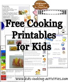 free cooking printables for kids to use in the kitchen and on the table