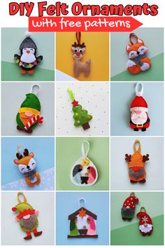 christmas ornaments with free patterns and instructions to make them look like they are made out of felt