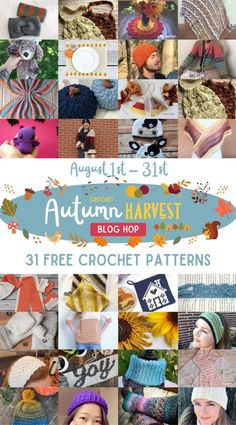 the autumn harvest crochet pattern is featured on this page, and it has many different