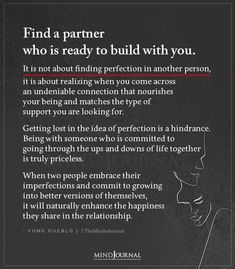 a black and white photo with the words find a partner who is ready to build with you