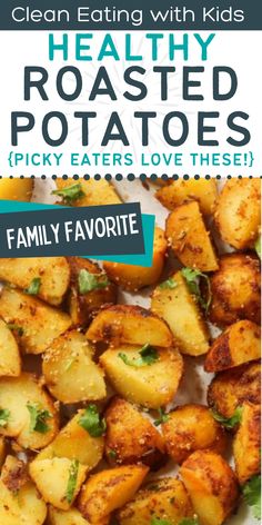 HEALTHY-ROASTED-POTATOES Clean Potato Recipes, Healthy Roasted Red Potatoes, Whole 30 Roasted Potatoes, Low Sodium Roasted Potatoes, Healthy Crispy Potatoes, Healthy Small Potato Recipes, Healthiest Potatoes To Eat, Low Calorie Roasted Potatoes, Ww Roasted Potatoes