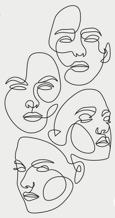 an image of three faces with the words art sketoes aesthetic