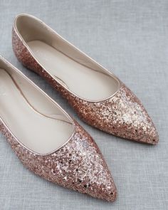 Women Shoes sparkly glitter pointy toe ballet flats. Comfortable throughout your special day and perfect for holiday party, night out and wedding party. DETAILS:COLORS AVAILABLE: Burgundy, Gold, Navy, Red, Rose Gold, Silver and WhiteUPPER: Synthetic upper and liningMATERIALS: Mandmade outsole STYLE NAME: VANITA-RG Gold Shoes Flats, Fancy Attire, Glitter Ballet Flats, Bridal Flats, Glitter Flats, Pointy Toe Flats, Rose Gold Bridal, Diy Dollar Store Crafts, Party Details