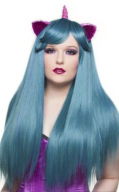 Lolita Doll Bella Turquoise Wig-Rockstar Wigs-Tragic Beautiful Sailor Neptune Cosplay, Anime Wigs, Natural Wigs, Uptown Girl, Light Turquoise, Straight Wig, Hair Envy, Big Hair, Gothic Lolita