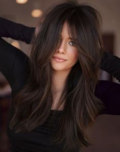 Long Thick Layered Hair with Curtain Bangs Layers For Thick Hair, Thick Hair With Bangs, Layered Thick Hair, Long Layered Haircuts, Hair With Bangs, Haircut For Thick Hair, Trending Haircuts