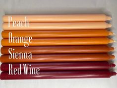 orange and red wine are stacked on top of each other with the words peach, orange, stena, red wine