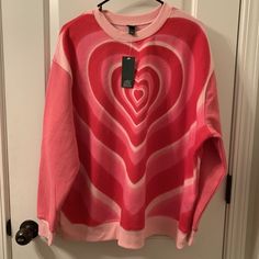 Wild Fable Oversized Heart Sweatshirt Pink Choose Size New With Tag. Peach Hoodie, Green Cropped Hoodie, Crop Sweatshirt Hoodie, Heart Theme, Grey Cropped Hoodie, Sweatshirt Oversized, Cropped Long Sleeve Top, Rainbow Sweater, Color Block Sweatshirt