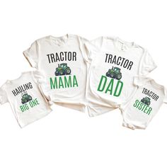 🚜 Celebrate Your Little One's Big Day in Style with Our Farm Birthday Shirt! 🎉 Make your toddler's birthday unforgettable with our charming "Hauling in the Big One" Farm Birthday Shirt! Perfect for that little tractor enthusiast in your life, this adorable tee features a vibrant green tractor design that's sure to capture the hearts of both the birthday boy and party guests alike. Crafted from soft, breathable cotton, this shirt is not only stylish but also comfortable for all-day wear during those exciting birthday celebrations. Specially designed with love and care, our Boys Birthday Shirts come in a variety of sizes to fit your growing tot perfectly. Whether it's for a first birthday or a fun family photo, we've got you covered with matching family birthday shirts to create those pict Farm First Birthday Boys, Farm Birthday Shirt, John Deere Birthday Party, Boys First Birthday Shirt, John Deere Birthday, Tractor Design, Tractor Birthday Party, First Birthday Shirt, Fun Family Photos