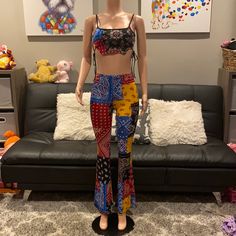 Size Small Brand New, Never Worn. Super Soft And Stretchy, Amazing Quality As Always, High Rise Flare Pant, Red, Yellow & Blue Bandana Print All Over This Set. Top Is A Cropped Tank With Side Ties, Cut Outs And Flattering Ruching! Offers Always Welcome All Items Are Brand New And Unused Unless Stated Otherwise. Casual Red Bottoms With Paisley Print, Casual Multicolor Paisley Print Bottoms, Multicolor Paisley Print Summer Pants, Fitted Casual Festival Sets, Casual Fitted Festival Sets, Fitted Casual Sets For Festivals, Stretch Multicolor Bottoms With Paisley Print, Casual Paisley Print Summer Sets, Stretch Multicolor Paisley Print Bottoms