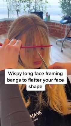 Bangs Long Hair Round Face, Wispy Bangs Round Face, Wispy Fringe Bangs, Bangs Haircut Ideas, Baby Bangs Long Hair, Flattering Bangs, Oval Face Bangs, Brown Hair Bangs, Fine Hair Bangs