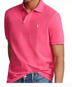 Polo Ralph Lauren Men Shirt XLarge Hot Pink Polo Short Sleeve NWT. Ralph Lauren Casual Polo Shirt For Summer, Casual Ralph Lauren Polo Shirt For Summer, Casual Pink Ralph Lauren Shirt, Ralph Lauren Pink Collared Tops, Pink Collared Ralph Lauren Top, Ralph Lauren Short Sleeve Polo Shirt, Casual Ralph Lauren Polo Collar Shirt, Casual Ralph Lauren Shirt With Polo Collar, Casual Ralph Lauren Polo Shirt