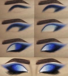 Blue Black Silver Eye Makeup, Quince Makeup Glitter, Blue Ninja Makeup, Stitch Makeup Look Easy, Blue Christmas Eye Makeup, Makeup To Match Light Blue Dress, Blue And Silver Makeup Looks For Prom, Ballroom Makeup Tutorial, Blue Eyeshadow Looks Step By Step