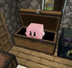 a pink box sitting in the middle of a room