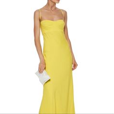 Brand New Michelle Mason Fluted Crepe Gown. Sold Out Everywhere. This Is The Midi Version, Super Cute And Perfect For Any Event Yellow Silk Floor-length Evening Dress, Yellow Silk Formal Gown, Yellow Sleeveless Gown With Fitted Bodice, Yellow Cocktail Dress With Fitted Bodice, Yellow Gown With Fitted Bodice Sleeveless, Yellow Fitted Bodice Sleeveless Evening Dress, Fitted Yellow Silk Gown, Yellow Dresses With Fitted Bodice For Gala, Yellow Dress With Fitted Bodice For Gala