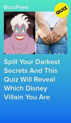 an advertisement with the words, spill your darkest secrets and this quiz will reveal which disney villain you are