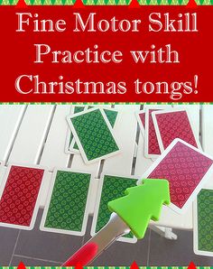 a christmas card game with the words fine motor skill practice with christmas tones