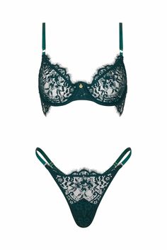 Dainty Thong Lingerie - Emerald | Gooseberry – Gooseberry Intimates Gooseberry Intimates, Inner Goddess, Bodysuit Lingerie, Top Handle Handbags, Scalloped Trim, Demi Bra, Bra Shop, Bra Set, Embroidered Lace