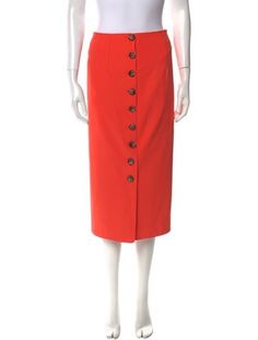 Cinq à Sept SkirtOrangeButton ClosureFit:Skirts by Cinq à Sept typically fit true to size. Orange Lined Skirt For Work, Orange Lined Skirt For Workwear, Orange Workwear Skirt With Lining, Orange Skirt For Workwear In Summer, Fitted Midi Bottoms With Buttons, Fitted Midi-length Bottoms With Buttons, Orange Skirt For Work, Red Buttoned Skirt, Fitted Red Skirt With Button Closure