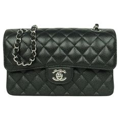 Chanel Black Caviar Leather Quilted Small 9" Double Flap Classic Bag Made In: France Color: Black Year of Production: 2022-2024 Hardware: Silvertone Materials: Caviar Leather Lining: Burgundy leather Closure/Opening: Top flap with CC turnlock Exterior Pockets: One flat pocket Interior Pockets: One zip pocket under flap, three flat pockets, one small pocket. Exterior Condition: Like new Interior Condition: Like new Includes: Box and dustbag, tag Measurements: 9" W x 5.5" H x 2.5" D Double Strap D Chanel Vintage, Classic Bags, Black Caviar, Chanel Black, Flap Bag, Fashion Handbags, Karl Lagerfeld, Made In France, Bags Handbags