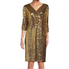 You'll shine at any event in this women's Focus By Shani v-neck sequin dress. Click on this WOMEN'S GUIDE to find the perfect fit and more! You'll shine at any event in this women's Focus By Shani v-neck sequin dress. Click on this WOMEN'S GUIDE to find the perfect fit and more! FEATURES Bodycon styling Sequin construction Zipper back 3/4-length sleeves Fully lined V-neckFIT & SIZING 39-in. length from shoulder to hem Midi length hits below the kneeFABRIC & CARE Body & lining: polyester Dry clean Imported Size: 2. Color: Gold. Gender: female. Age Group: adult. Bodycon Styling, Sequin Dress, Midi Length, Gender Female, Fabric Care, Size 16, Age Group, Length Sleeve, Perfect Fit