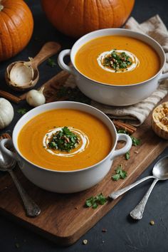 A photo of a  Pumpkin Soup which is a type of Canned Pumpkin recipes How To Use Canned Pumpkin, Pumpkin Meal Recipes, What To Do With Pumpkin Guts, Cozy Autumn Recipes, Recipes With Canned Pumpkin, Pumpkin Recipes Savory, Easy Canned Pumpkin Recipes, Pumpkin Meals, Bloxburg Update