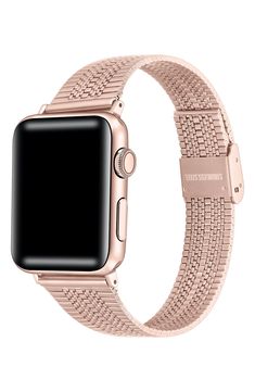 the rose gold apple watch band is shown with an empty space for text on it