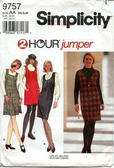 two women's dresses and one woman's dress are shown in this sewing pattern