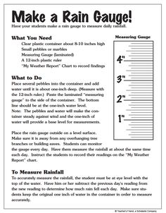 the instructions for making rain gauges are shown in this page, which shows how to measure