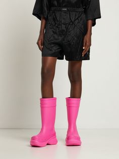 Find BALENCIAGA 45mm Crocs Rubber Boots on Editorialist. Created in collaboration with Crocs™. 45mm Heel. Rubber upper. Logo details. Round toe Crocs Boots, Rubber Boots, In Hot, Balenciaga, Hot Pink, Boots, Heels, Pink