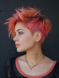 Vibrant Pixie Hair Color, Short Funky Hair, Hair Color Ideas Vibrant, Short Hair Color Highlights, Short Hair Color Ideas, Natural Hair Haircuts, Rocker Hair, Vivid Hair Color, Color Highlights