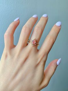 Ska Kite Strawberry Quartz Ring Set Engagement 14K Rose Gold - Etsy Rose Gold Stackable Rings With Birthstones And Diamonds, Rose Gold Diamond Stackable Rings With Birthstone, Fine Jewelry In Pink Gold With Rose Cut Diamonds, Heirloom Stackable Jewelry With Cubic Zirconia, Heirloom Stackable Cubic Zirconia Jewelry, Stackable Rose Gold Diamond Birthstone Ring, Rose Gold Diamond Stackable Birthstone Ring, Pink Gold Cubic Zirconia Ring Jewelry, Rose Gold Jewelry With Rose Cut Diamonds For Promise