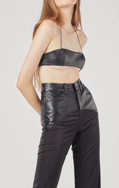 (7-14 business days Pre-Order) Made of vegan leather, these straight leg pants cut with a flattering high-waisted silhouette, pair yours with the matching Ms. Godet Leather Bra. Product Details: Professional Dry Clean Composition: Vegan leather , Light Silk Satin Proudly made in Thailand Size+Fits: XXS: Bust 29.5" Waist 22.5" Hips 33.5"XS: Bust 31.5” Waist 24.5” Hips 35.5”S: Bust 33.5” Waist 26” Hips 37”M: Bust 35.5” Waist 28” Hips 39”L: Bust 37.5" Waist 30" Hips 41"XL: Bust 39.5” Waist 32” Hips Modern Black High-waisted Leather Pants, High-waisted Leather Pants For Evening, Modern High Waist Black Leather Pants, Modern High-waisted Black Leather Pants, Sleek Straight Leg Leather Pants For Evening, Sleek Fitted Leather Pants With Belt Loops, Chic Straight Leg Leather Pants For Evening, Fitted Modern Leather Pants, Black Leather Straight Leg Pants For Evening