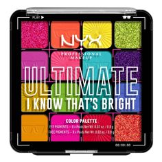 Turn up and switch up your looks with our Ultimate Palettes! Each palette features 16 vegan true-to-pan payoff shades to create a wide range of looks. From rich mattes to bright shimmers, there's a palette for every look and mood. Instantly go from day to play with a splash of vibrant, 1-swipe color! Create ultimate looks with our pro-curated, vegan shades and formulas. Curated by makeup pros in LA for all skintones. Make Eyes Pop, Bright Eyeshadow, Eye Pigments, Nyx Makeup, Vibrant Eyes, Color Palette Bright, Eyeshadow Primer, Eyeshadow Tutorial, Bh Cosmetics