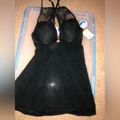 Black Lingerie Fit, Too Small New With Tags. Very Flattering From Target. Black Lace Bra-friendly Camisole, Black Seamless Camisole For Party, Black Sheer Underwire Bra, Black Camisole For Party, Elegant Black Underwire Camisole, Black Underwire Camisole For Party, Black Stretch Sleepwear With Lace Trim, Black Sheer Camisole For Night, Black Underwire Camisole With Lined Body