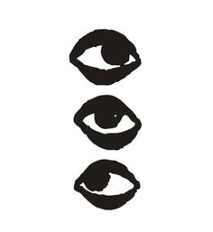 three different types of eyes are shown in black ink on a white background with the words,