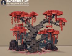 an image of a tree made out of legos with blood dripping from the branches