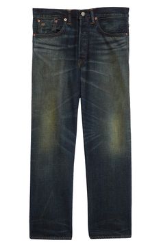 Whiskered, faded and perfectly grungy, these jeans cut from Japanese denim sport an old-school fit that's relaxed in the hips and stays straight down the legs. 17 1/2" leg opening; 12" front rise; 16" back rise (size 32x32) Button fly Five-pocket style 100% cotton Machine wash, tumble dry Made in the USA of imported fabric New Concepts @Nordstrom Rugged Faded Rigid Denim Jeans, Rugged Relaxed Fit Faded Jeans, Faded Selvedge Rigid Denim Jeans, Rugged Straight Leg Pre-washed Jeans, Classic Distressed Faded Jeans, Classic Faded Distressed Jeans, Faded Selvedge Jeans For Streetwear, Faded Straight Leg Jeans, Double Rl